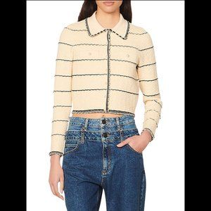 SANDRO Infinity Scallop Trim Cardigan NWT